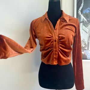 Mixed Threads Velvet crop top (: